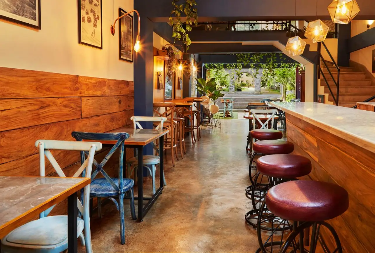 bar interior design bromley london natural wood counter