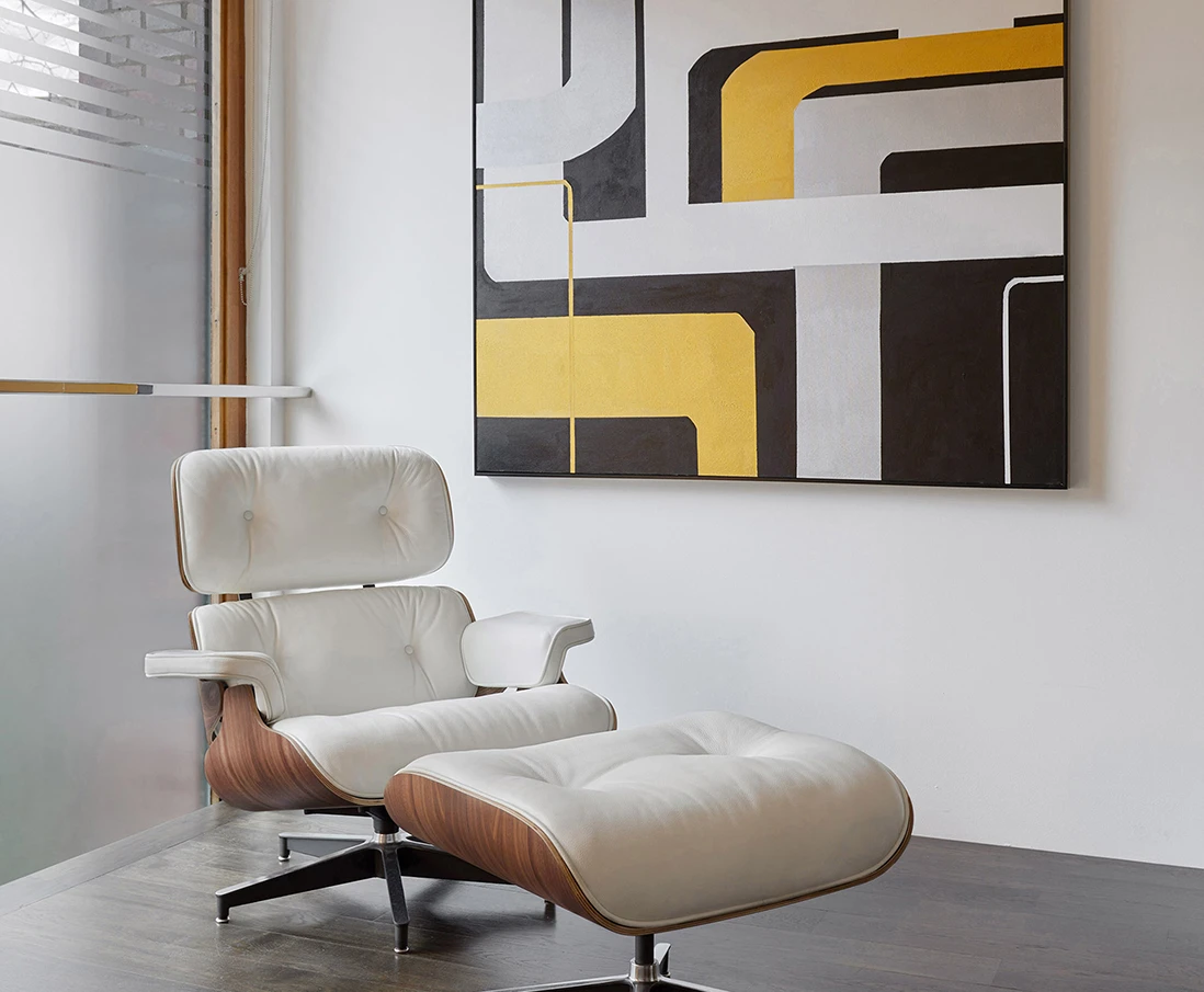 luxury apartment interior design eames lounge chair ottoman artwork london